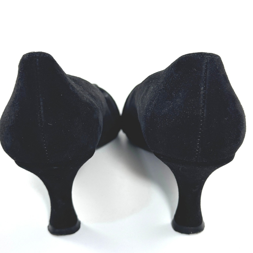 Stuart Weitzman Black Suede Kitten Heel Pumps Square Toe Spain 9M A293374 - Picture 3 of 7